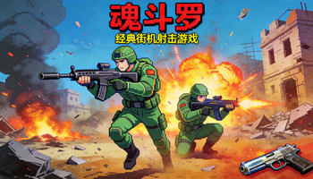 魂斗罗游戏封面，展示特种兵持枪战斗场景